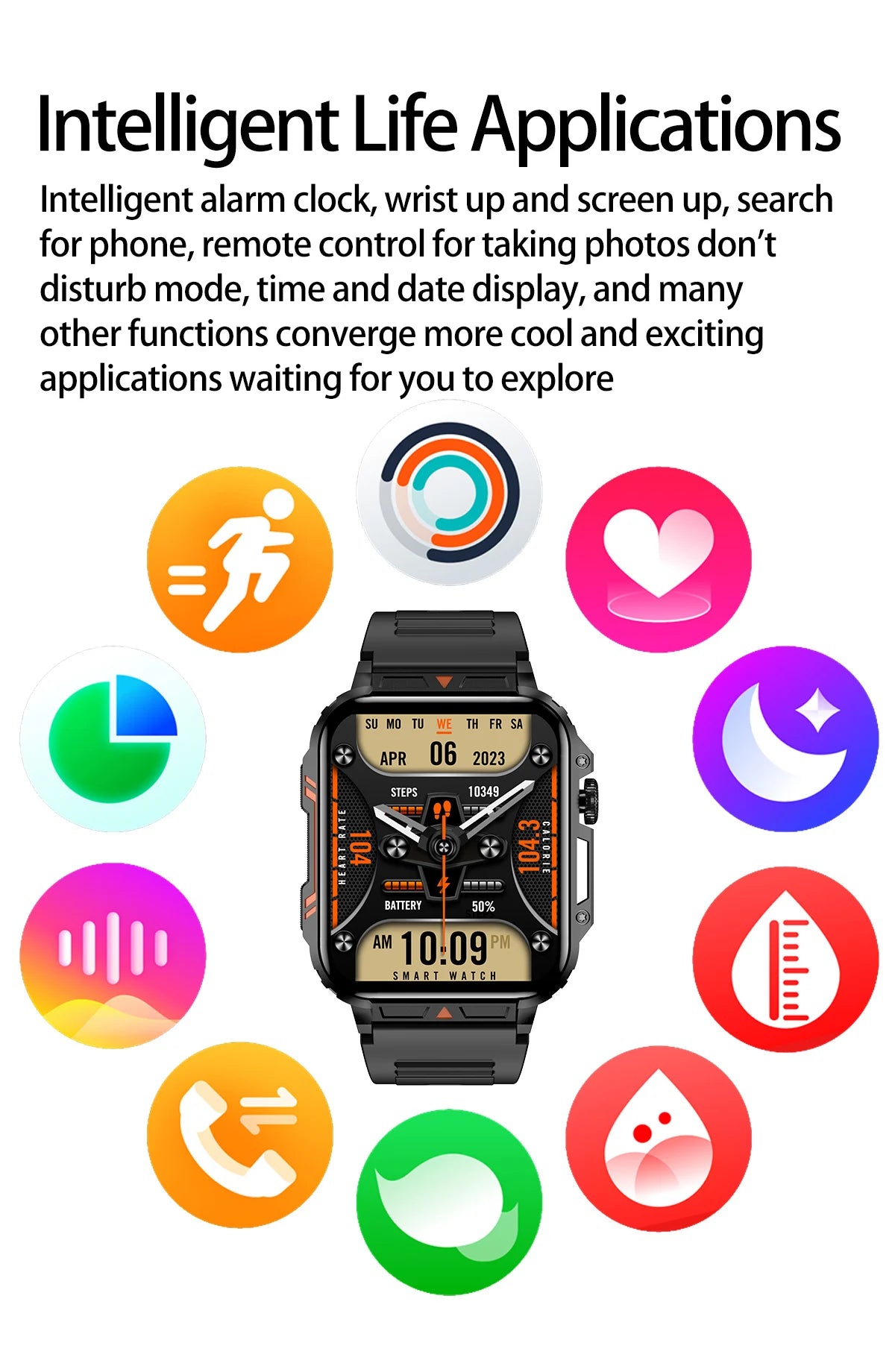 Military Men Smart Watch Health Monitor 2024