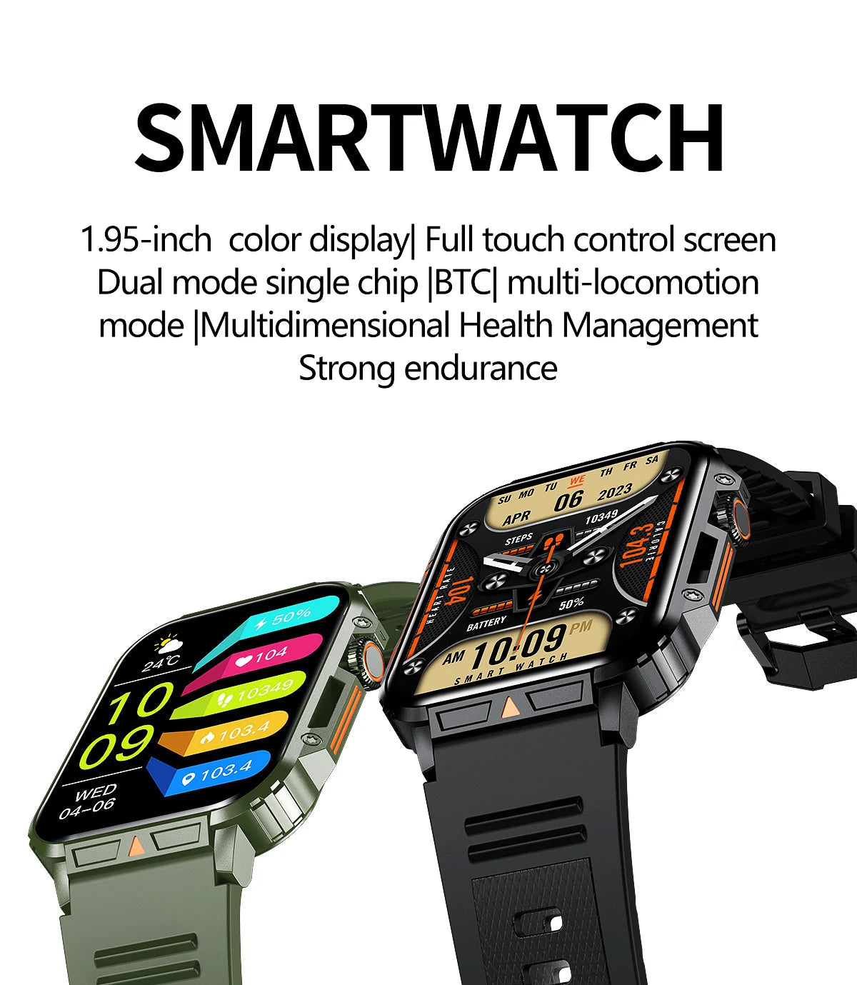 Military Men Smart Watch Health Monitor 2024