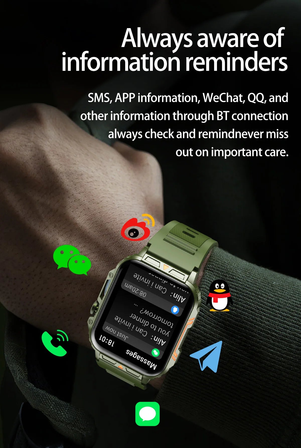 Military Men Smart Watch Health Monitor 2024